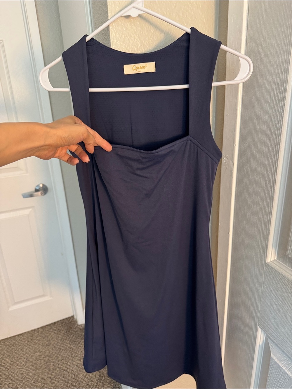 Navy Sleeveless A-Line stretchy mini Dress
